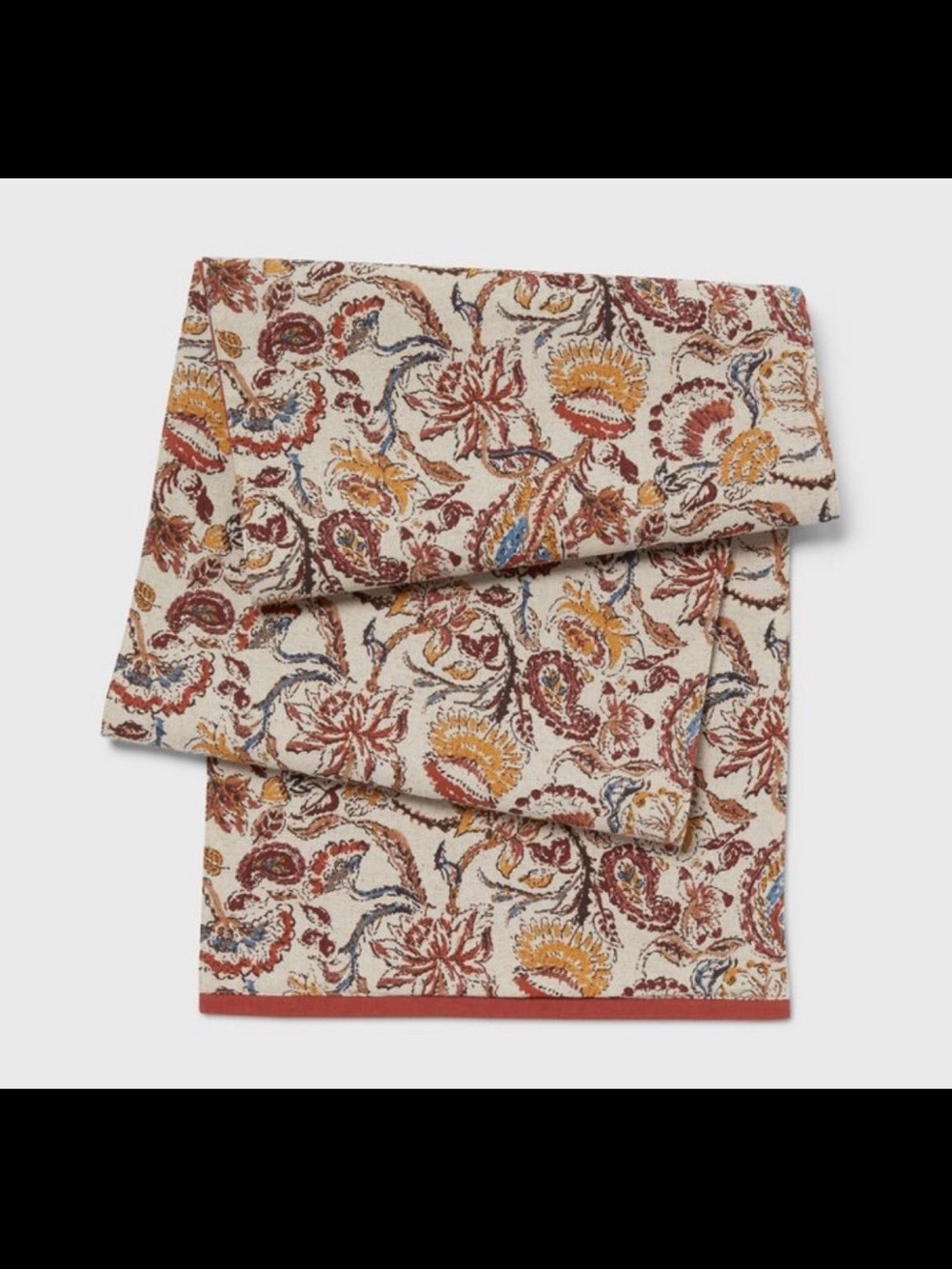 Threshold Autumn Paisley Printed Table Runner 14”x72” Cream Rust Gold Blue